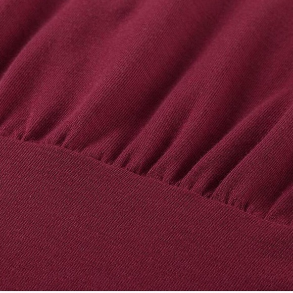 Wine red Long Sleeve Mini Dress - Picture 4 of 5